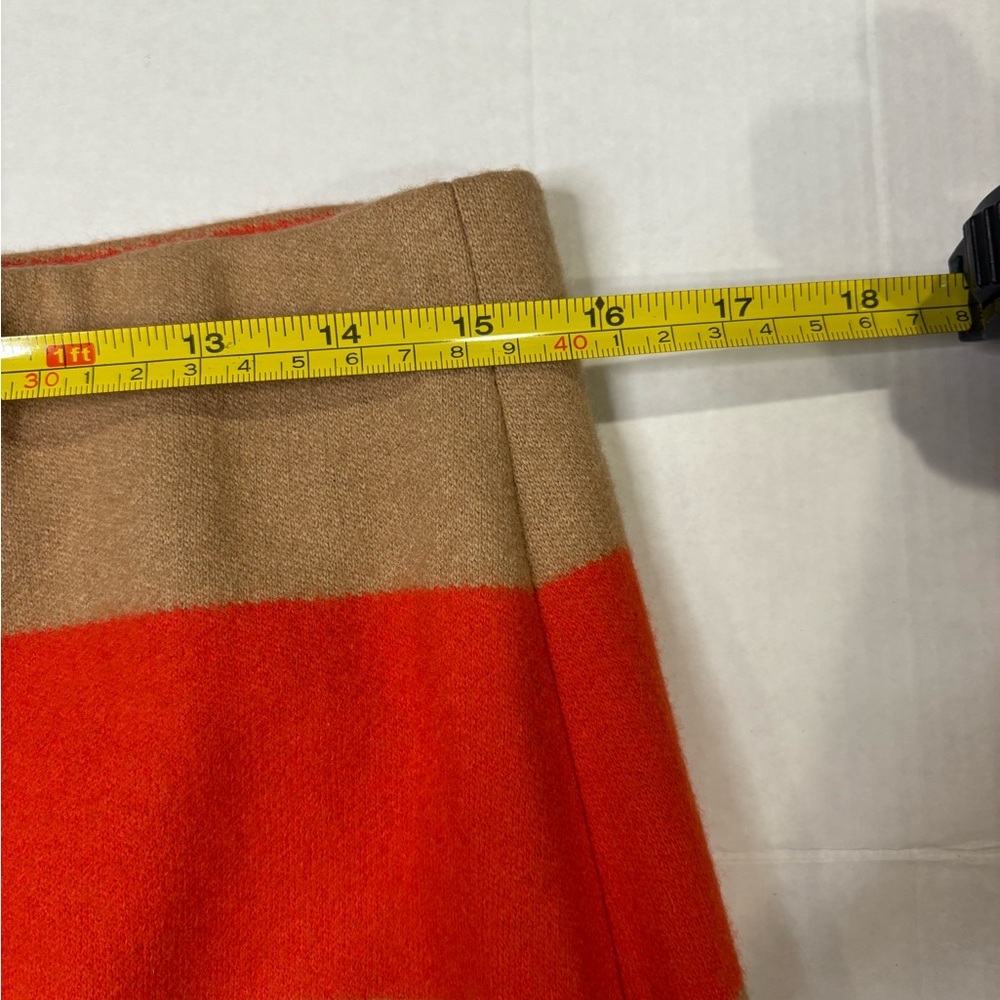 Doncaster Collection Wool/Cashmere Blend Stripped Coral & Tan Pencil Skirt Sz10 - Picture 3 of 9